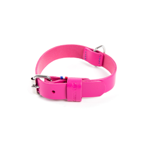 Leather collar - 499 two-tone - 54/64cm - 3.5cm - pink