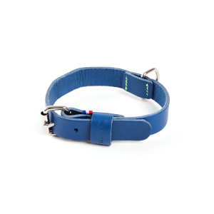 Leather collar - 499 two-tone - 54/64cm - 3.5cm - blue