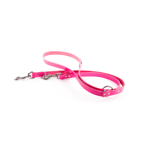 Laisse multiposition en cuir - 499 bicolore - 2m - 1.8cm - rose