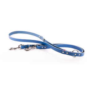 Laisse multiposition en cuir - 499 bicolore - 2m - 1.8cm - bleu