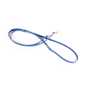 Laisse multiposition en cuir - 499 bicolore - XS - 2m40 - 1.4cm - bleu