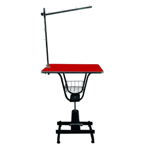 Table de toilettage hydraulique rotative bois rectangle HYDRO I - 90x55 - rouge