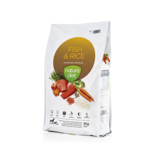 Natura Diet Fish & Rice Kibble for Dogs - 3kg