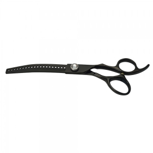 XP813 chunker curved grooming scissors - professional - Optimum Black Titanium - 19 cm