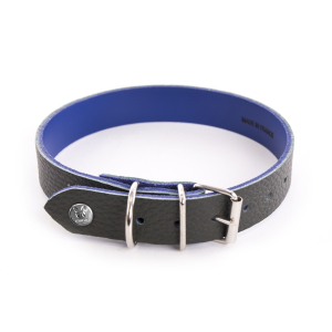 Collier Allure en cuir Kaki/Bleu - L.62 x l.3,1 x 40-55 cm