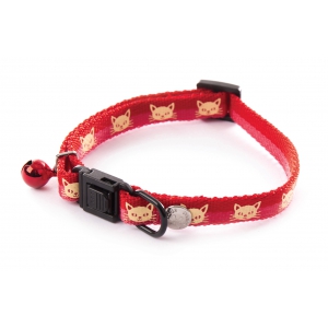 Collier bicolor nylon "Moustache" pour chat - Martin Sellier - Rouge-Rose