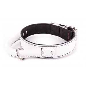 Dog collar for intervention - white leather