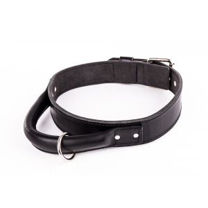 Dog collar for intervention - black leather