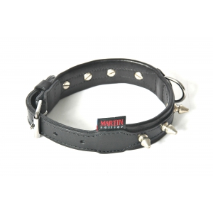 Black leather studded dog collar - Super comfort