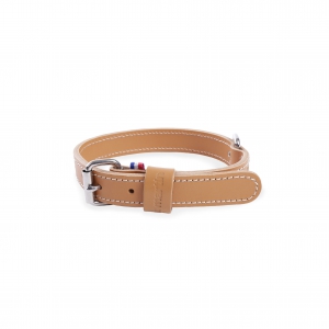Double layer leather dog collar - Natural