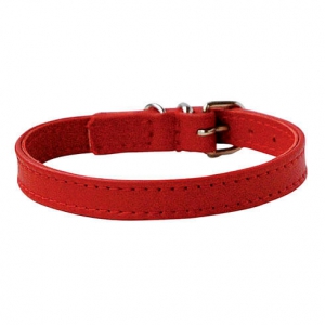 Collier cuir façon agneau rouge