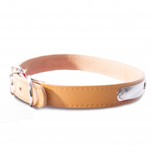 Collier d'identification en cuir pour chien - Coupé franc riveté