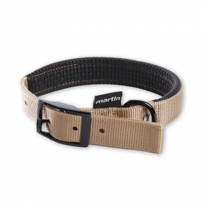 Collier droit confort pour chien en nylon beige