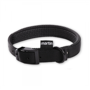 Collier droit confort pour chien en nylon noir