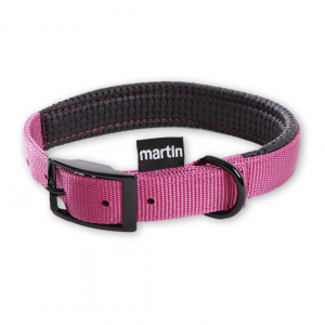 Collier droit confort pour chien en nylon rose