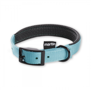 Collier droit confort pour chien en nylon turquoise