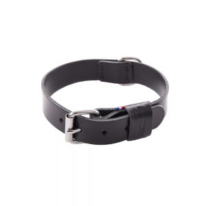 Collier cuir pleine fleur noir pour chien