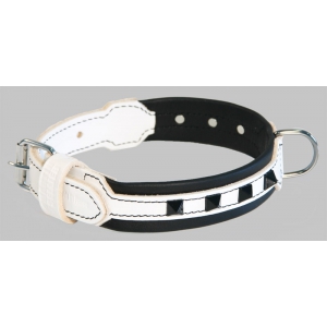 Collier en cuir blanc et noir pour chien - Montana
