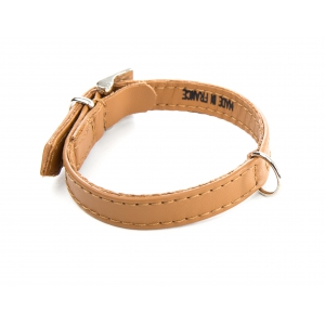 Collier en cuir havane - collier droit uni spécial petit chien