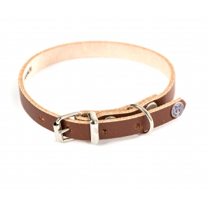 Brown leather dog collar - classic colored leather