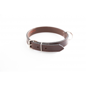 Brown Leather Dog Collar - leather saddle stitching