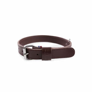 Brown leather dog collar - double thick