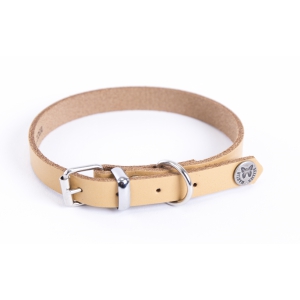 Natural leather dog collar - classic colored leather
