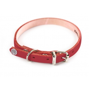 Red leather dog collar - classic colored leather