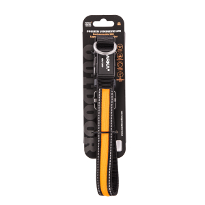Collier lumineux nylon USB - Orange - 36/51 cm