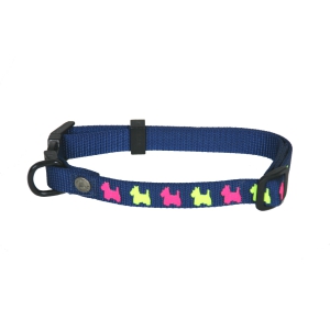 Collier pour chien - bleu motifs chiens