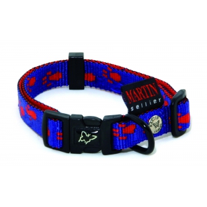 Collier pour chien bleu rouge - pattes originales