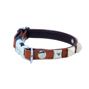 Dog collar - brown leather - Chic