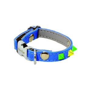 Dog collar - blue color leather