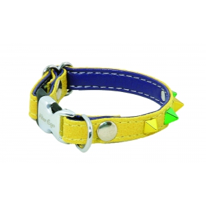 Dog collar - yellow color leather