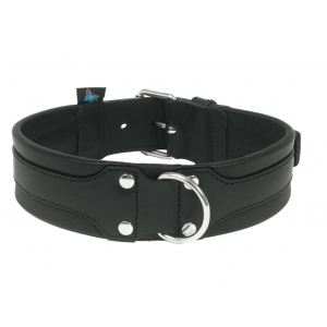Dog collar - black comfort leather