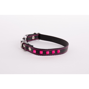 Collier pour chien nylon Fluo Black noir & rose