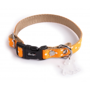 Dog collar - nylon orange peas - 1,5 x 23 à 33 cm 