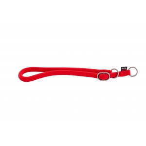 Dog semi-choke collar - red round nylon - 65 x 1,3cm 