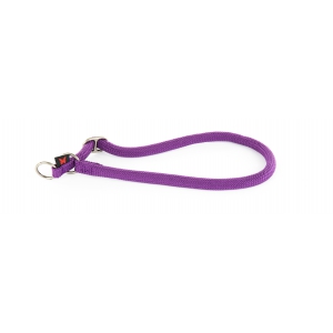 Dog semi-choke collar - purple round nylon - 65 x 1,3cm  
