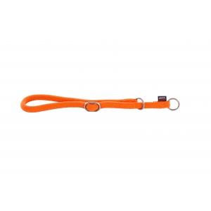 Dog semi-choke collar - orange round nylon - 65 x 1,3cm  