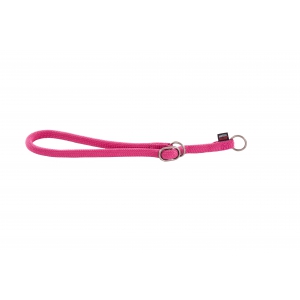 Dog semi-choke collar - pink round nylon - 65 x 1,3cm  