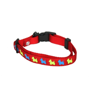 Dog collar - red dog motifs