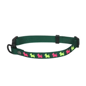 Dog collar - green dog motifs