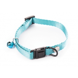 Plain nylon adjustable collar for cat - Blue