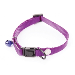 Plain nylon adjustable collar for cat - Purple