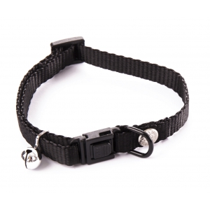 Plain nylon adjustable collar for cat - Black
