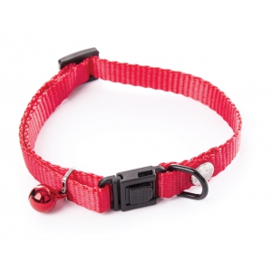 Plain nylon adjustable collar for cat - Red