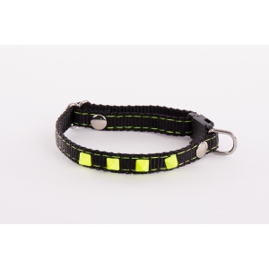 Adjustable Cat and small dog Collar - Neon Black - yellow