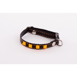 Adjustable Cat and small dog Collar - Neon Black - orange