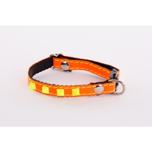 Adjustable Cat and small dog Collar - Neon Color - orange
